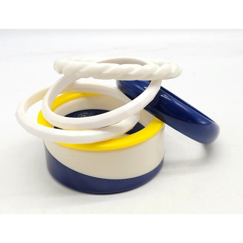 Lot 6 VTG Plastic Acrylic Bangles Bracelets 60's-80's Nautical Costume Boat